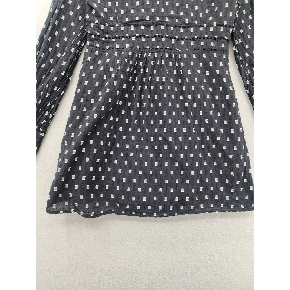 Zara Trafaluc Black White Geometric Print Cotton Mini‎ Dress Long Sleeve Boho M - Picture 10 of 14